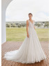 Ivory Eyelash Lace Gorgeous Cathedral Wedding Dress